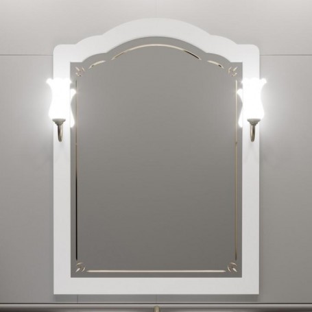 Зеркало Опадирис Лоренцо 80 цвет белый со светильниками бронза - Vanna-retro.ru