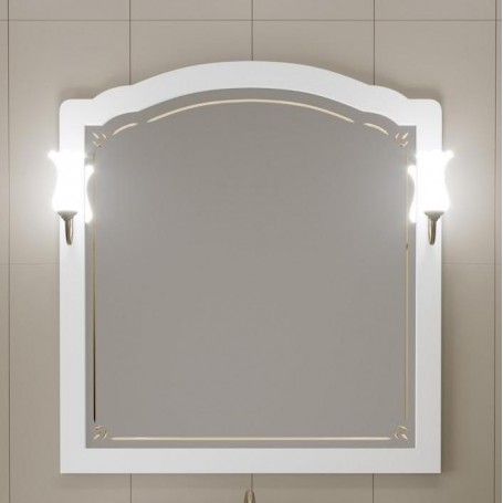 Зеркало Опадирис Лоренцо 100 цвет белый со светильниками бронза - Vanna-retro.ru