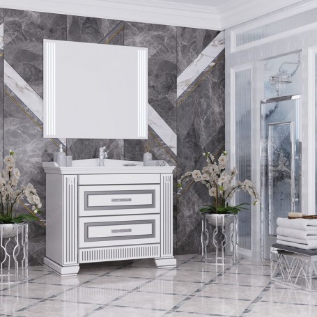 Мебель для ванной Опадирис Оникс 100 цвет белый с серебром - Vanna-retro.ru