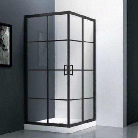 Душевой угол Veconi Rovigo RV-09, 1000x1000x1950, черный, стекло прозрачное