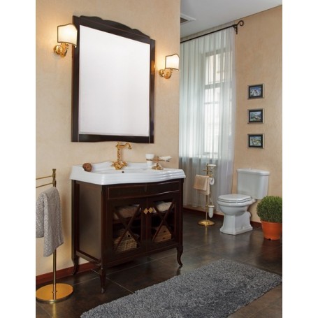 Мебель для ванной La Beaute Brigitte BRI90MOK (темное дерево глянец) ➦
