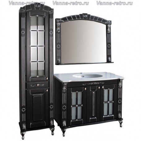Мебель для ванной Атолл Александрия 100К (черный / патина серебро) 107х59 см ➦