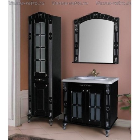 Мебель для ванной Атолл Александрия 80 (черный / патина серебро) 85х59 см ➦