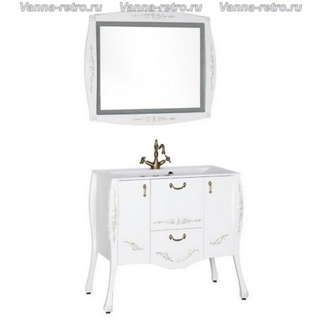Мебель для ванной Акванет Виктория 90 (белый с золотом) -