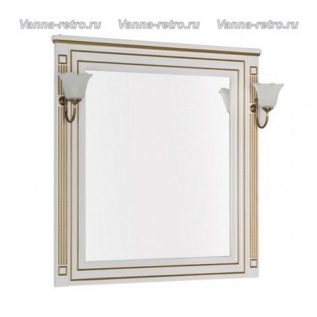 Зеркало Акванет Паола 90 (белый с золотом) - Vanna-retro.ru