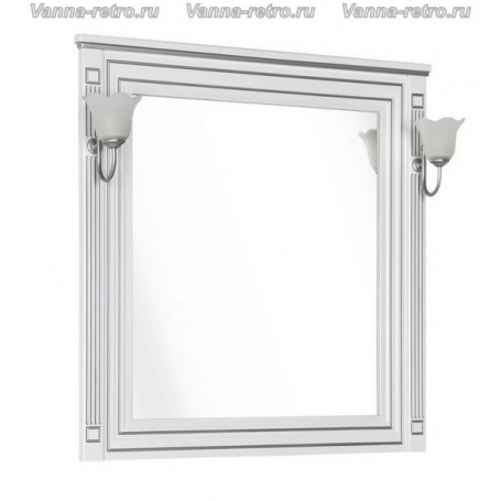 Зеркало Акванет Паола 90 (белый с серебром) - Vanna-retro.ru