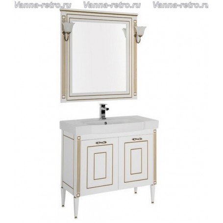 Мебель для ванной Акванет Паола 90 (белый с золотом) -