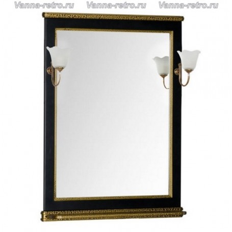 Зеркало Акванет Валенса 80 (черный, декор краколет золото) -
