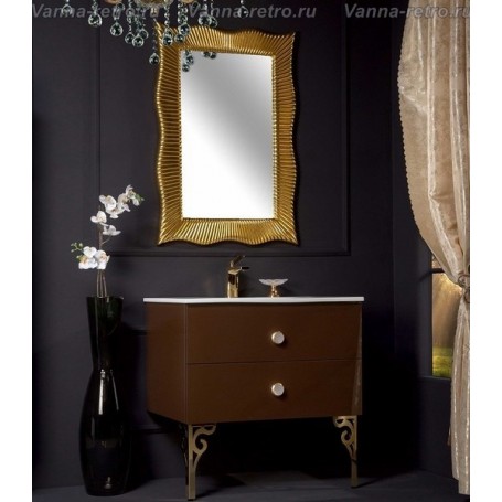 Мебель для ванной Armadi Art NeoArt 100 Dark Brown с раковиной Solid Glass ➦