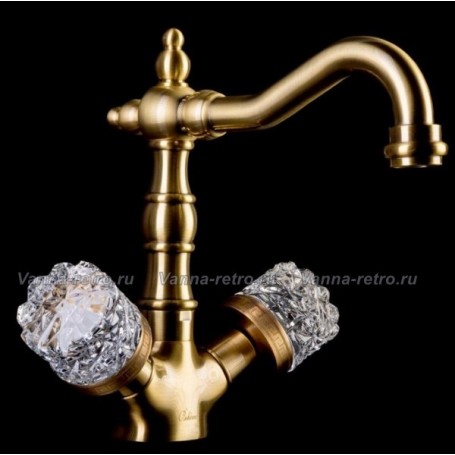 Смеситель для раковины Boheme Crystal 312-CRST (бронза) ➦ Vanna-retro.ru