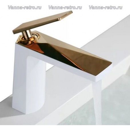 Смеситель для раковины Boheme Venturo 381-W белый с золотом ➦ Vanna-retro.ru