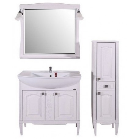 Мебель для ванной АСБ Модена 85 (белый - патина серебро)