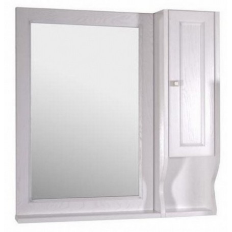 Зеркало со шкафом АСБ Гранда 105 (белый / патина серебро) -